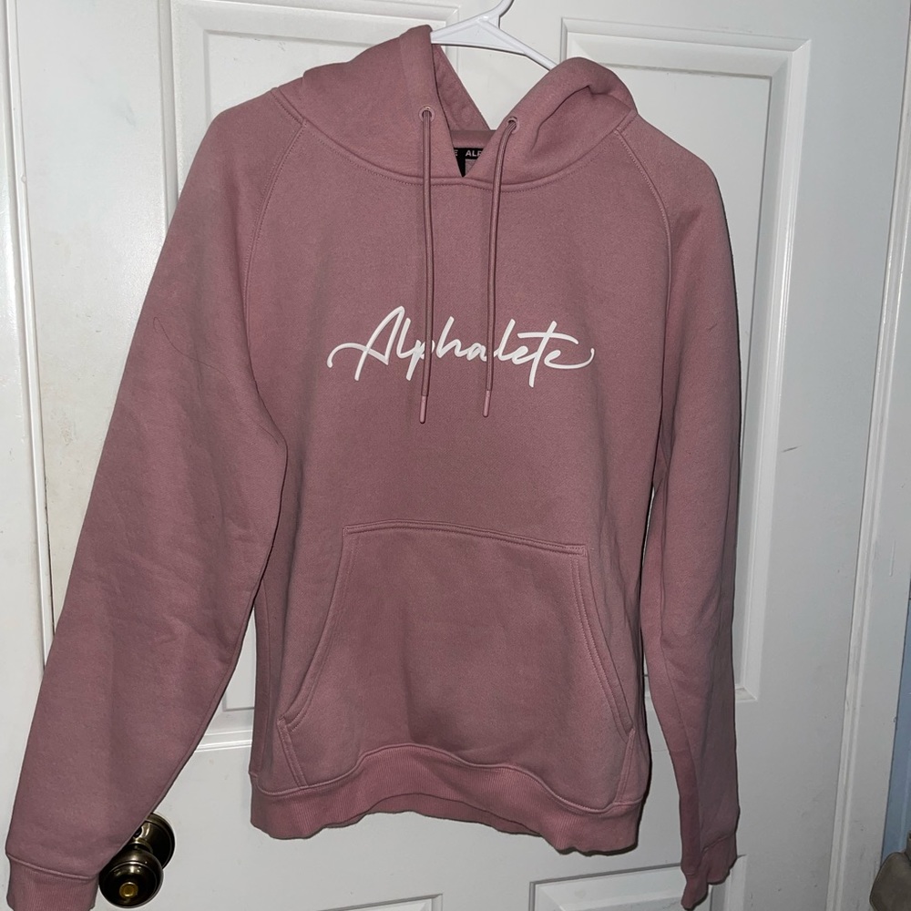 Alphalete Pink Script Logo Hoodie